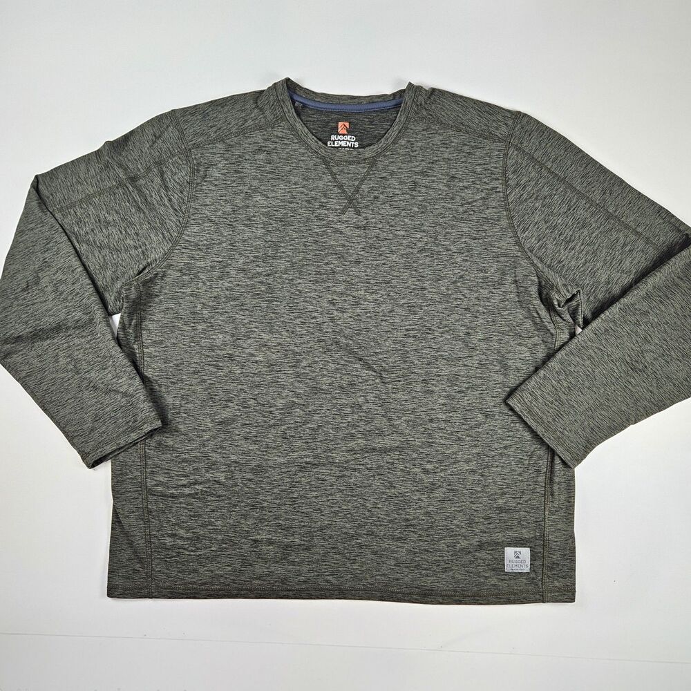 Rugged Elements Men's XXL Gray Performance Long Sleeve Crew Neck Shirt Stretch